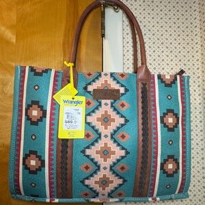 Wrangler Turquoise and Brown Geometric Laptop Bag